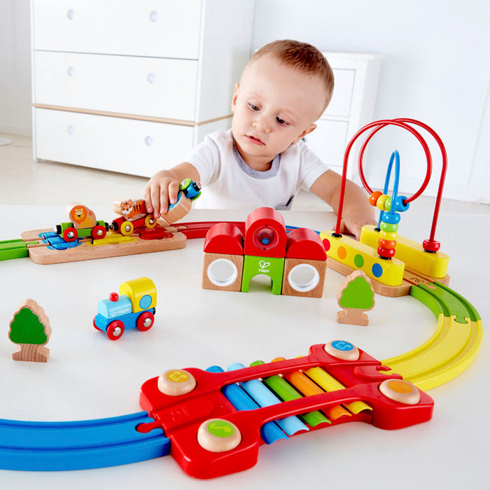 Pista para Trenes Rompecabezas Arcoiris Interactivo Hape Juguete Vias Didácticas